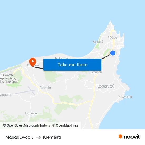 Marathonos 3 to Kremasti map
