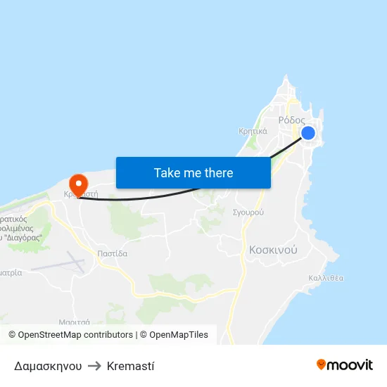 Damaskinou to Kremasti map