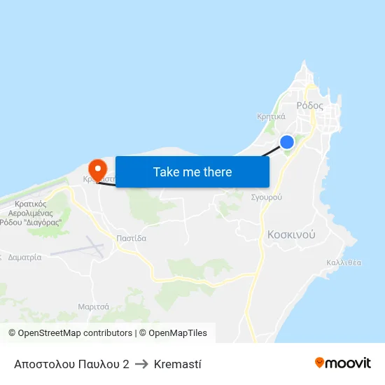 Apostolou Pavlou 2 to Kremasti map