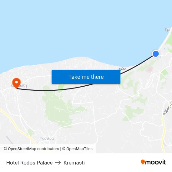 Hotel Rodos Palace to Kremasti map