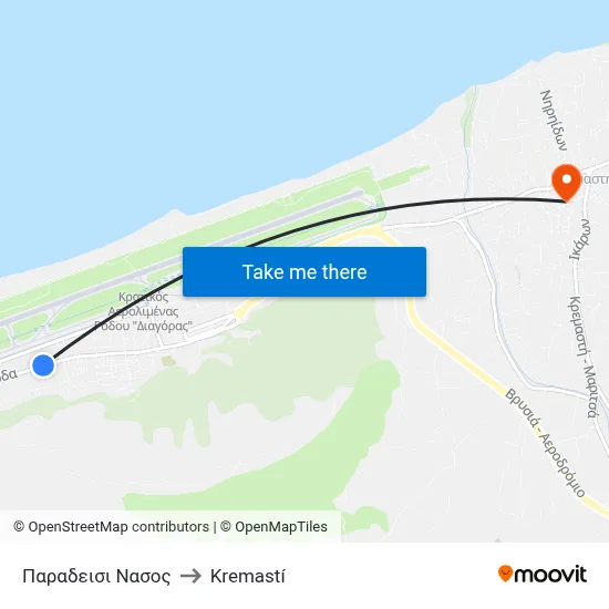 Paradisi Nasos to Kremasti map