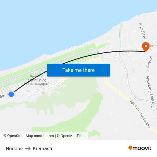 Nassos to Kremasti map