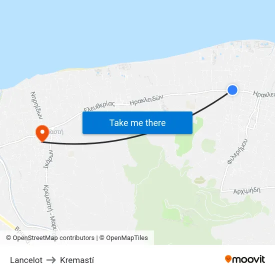 Lancelot to Kremasti map