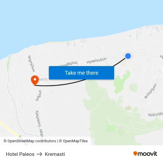 Hotel Paleos to Kremasti map