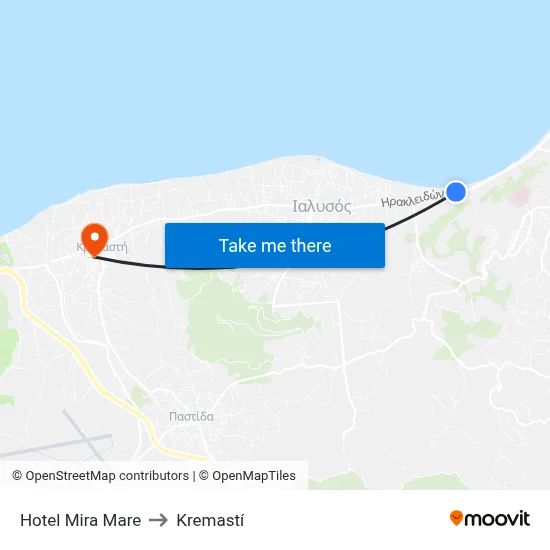 Hotel Mira Mare to Kremasti map