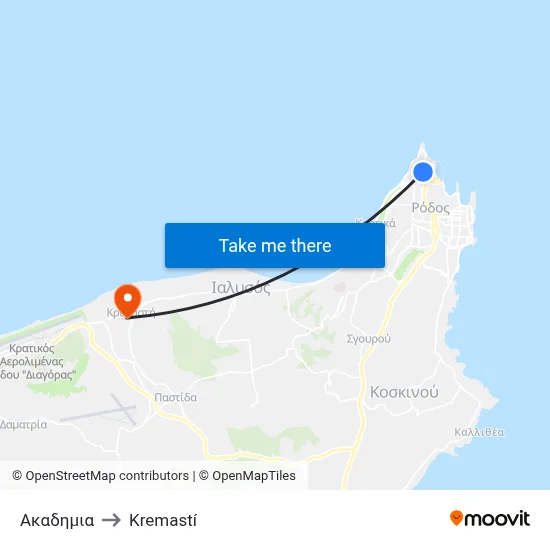 Academy to Kremasti map