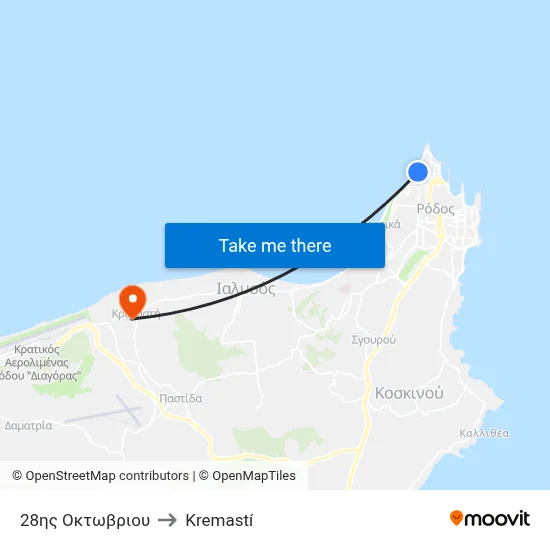 28th October Street to Kremasti map