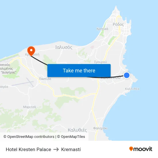 Hotel Kresten Palace to Kremasti map