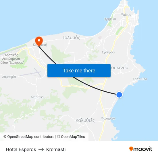 Hotel Esperos to Kremasti map