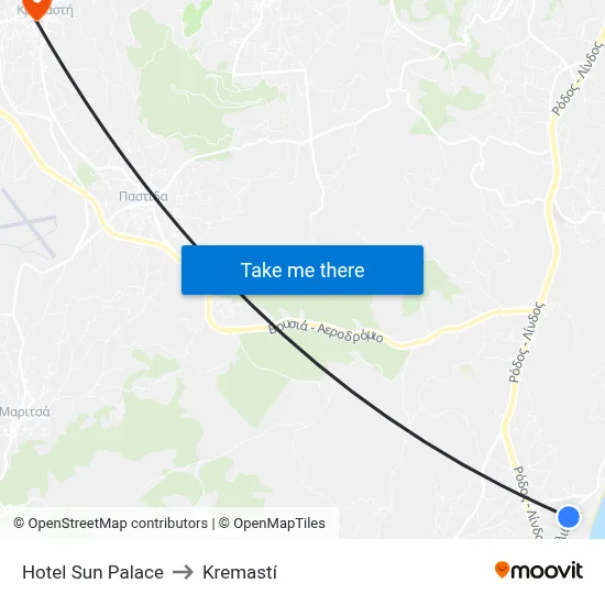 Hotel Sun Palace to Kremasti map