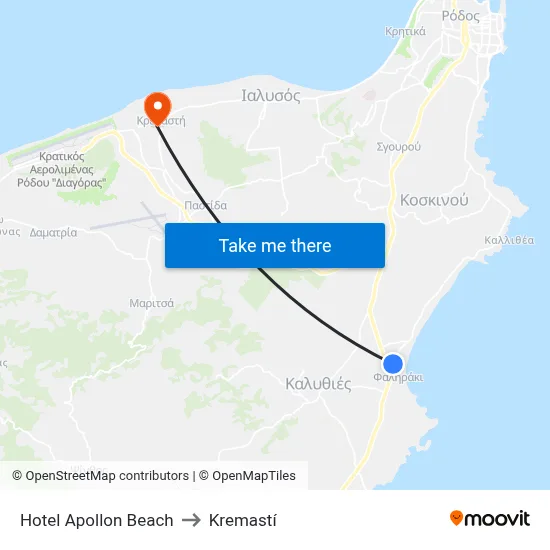 Hotel Apollon Beach to Kremasti map