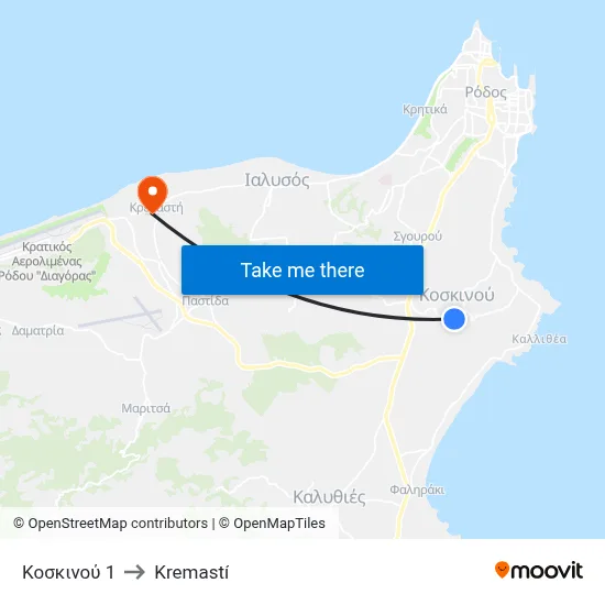 Koskinou 1 to Kremasti map