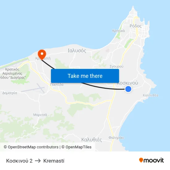 Koskinou 2 to Kremasti map