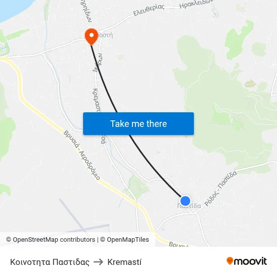 Pastida Community to Kremasti map