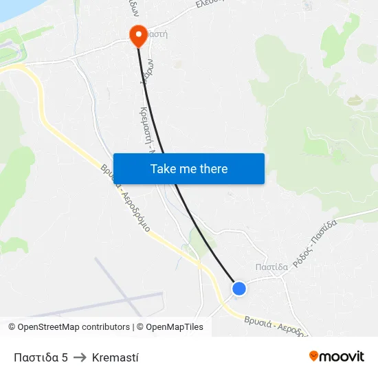Pastida 5 to Kremasti map
