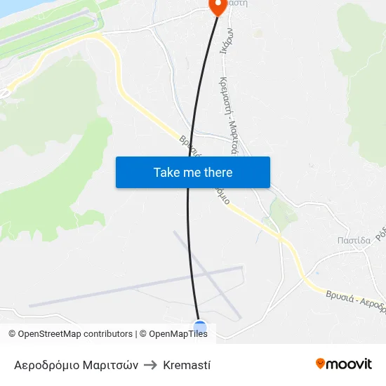 Maritson Airport to Kremasti map