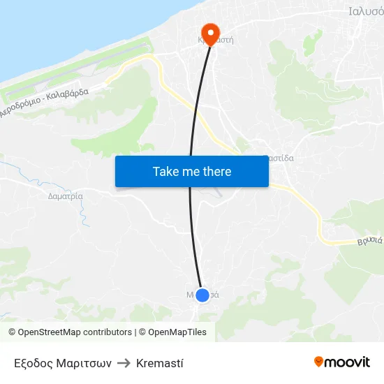 Maritson Exit to Kremasti map