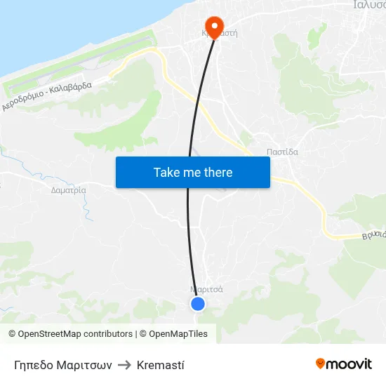 Maritson Stadium to Kremasti map