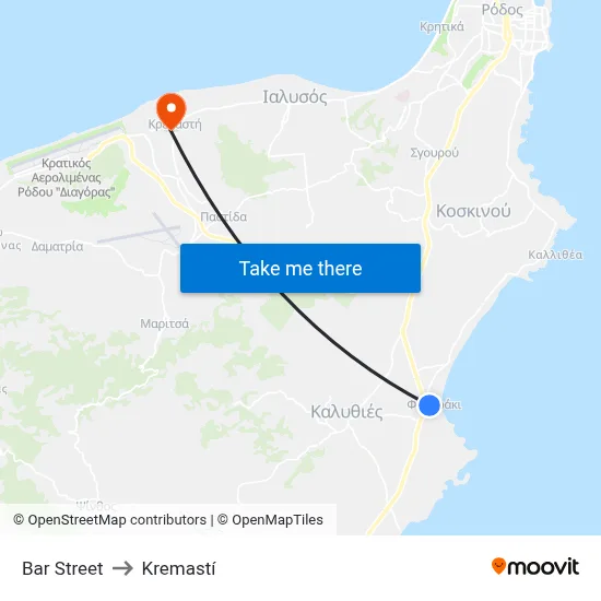 Bar Street to Kremasti map