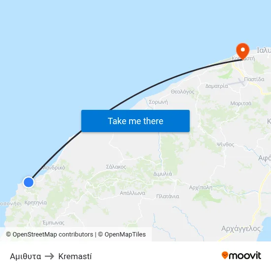 Amithyta to Kremasti map