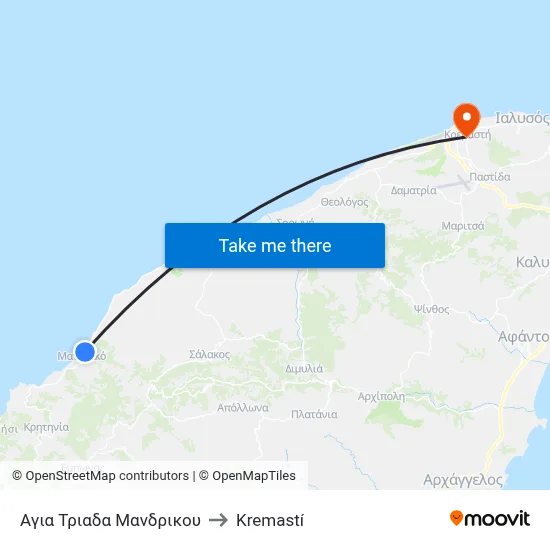 Agia Triada Mandrikou to Kremasti map