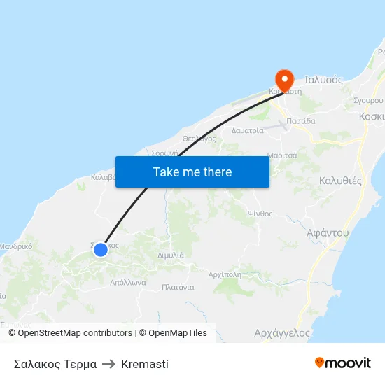 Salakos Terminal to Kremasti map