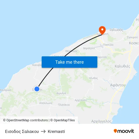 Salakos Entrance to Kremasti map