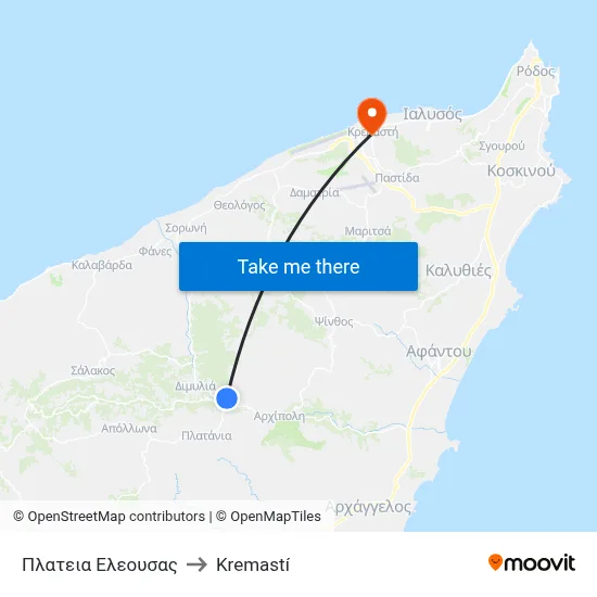 Eleousa Square to Kremasti map