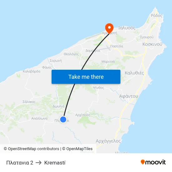 Platania 2 to Kremasti map