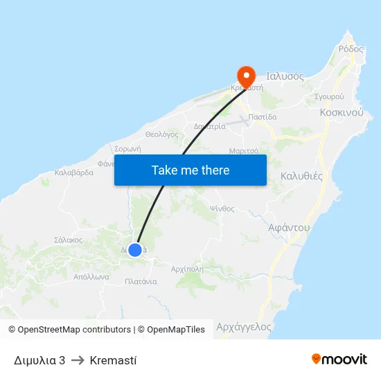 Dimylia 3 to Kremasti map