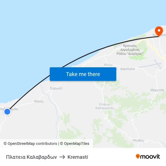 Kalavarda Square to Kremasti map