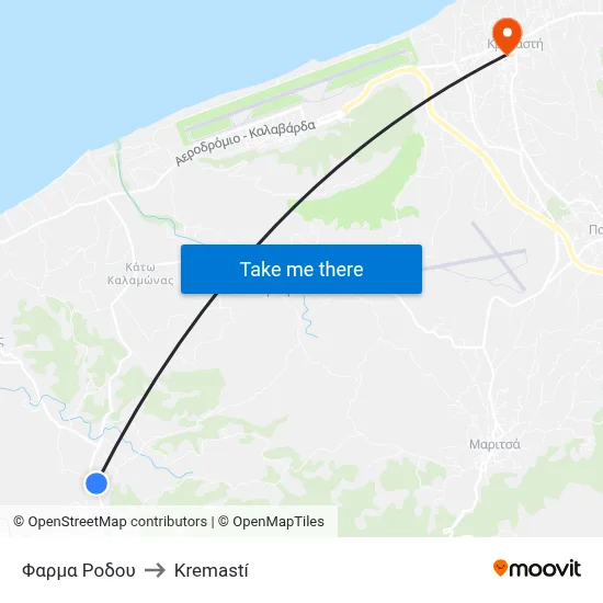 Rhodes Farm to Kremasti map