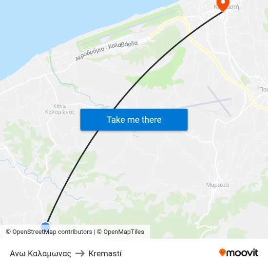 Ano Kalamonas to Kremasti map