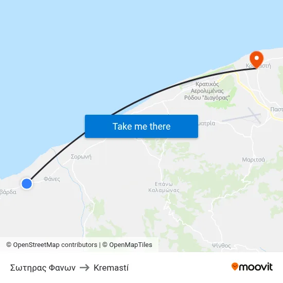 Sotiras Fanon to Kremasti map