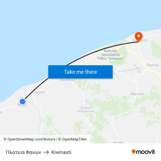 Fanon Square to Kremasti map
