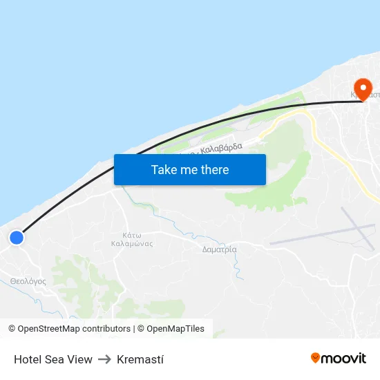 Hotel Sea View to Kremasti map