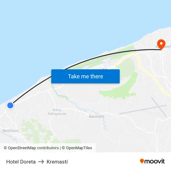 Hotel Doreta to Kremasti map