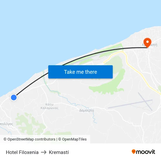 Filoxenia Hotel to Kremasti map