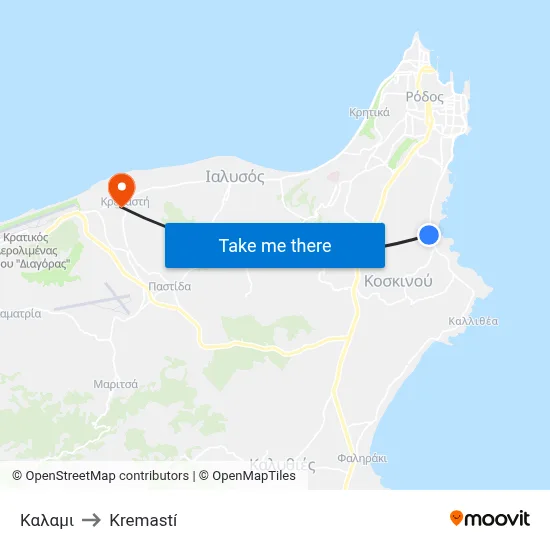 Kalami to Kremasti map