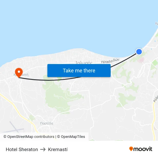 Sheraton Hotel to Kremasti map