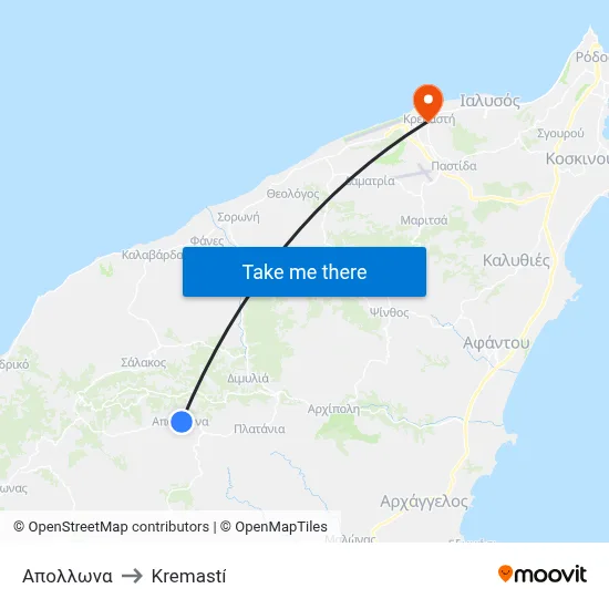 Apollona to Kremasti map