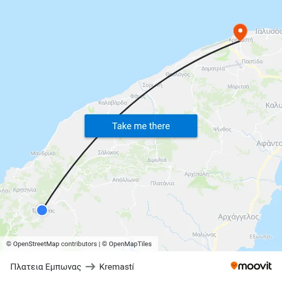 Embonas Square to Kremasti map