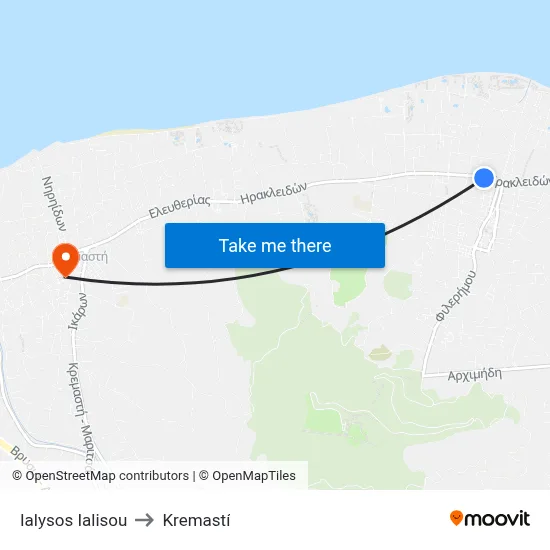 Ialysos Ialisou to Kremasti map