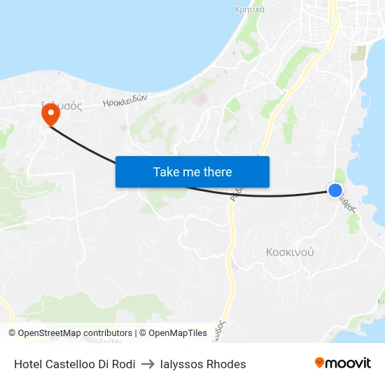 Hotel Castello Di Rodi to Ialyssos Rhodes map