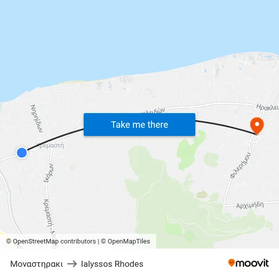 Monastiraki Street to Ialyssos Rhodes map