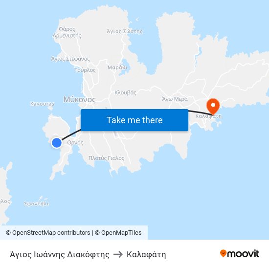 Άγιος Ιωάννης Διακόφτης to Καλαφάτη map