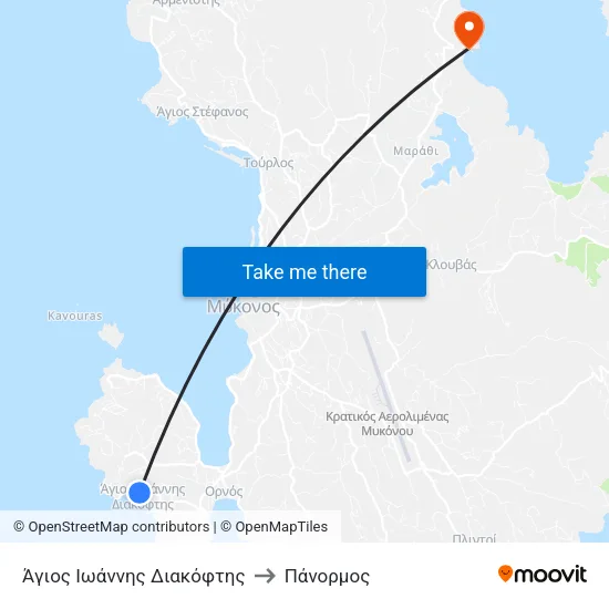 Άγιος Ιωάννης Διακόφτης to Πάνορμος map