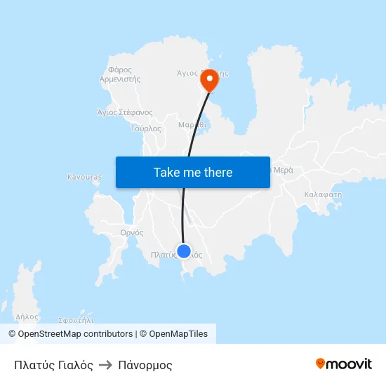 Πλατύς Γιαλός to Πάνορμος map