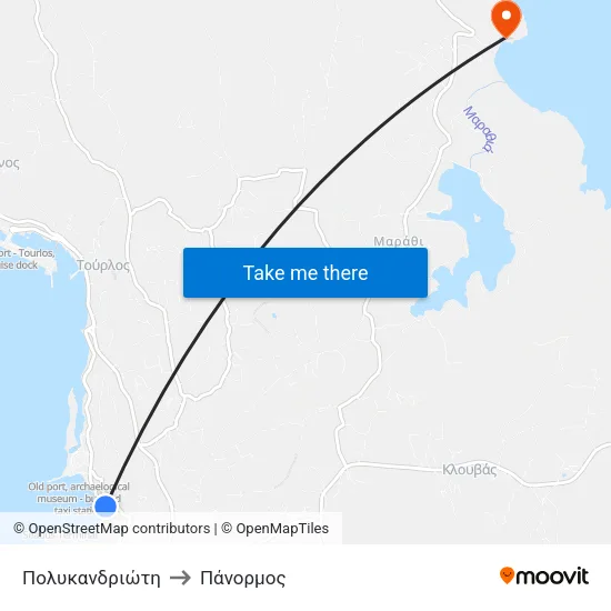 Πολυκανδριώτη to Πάνορμος map