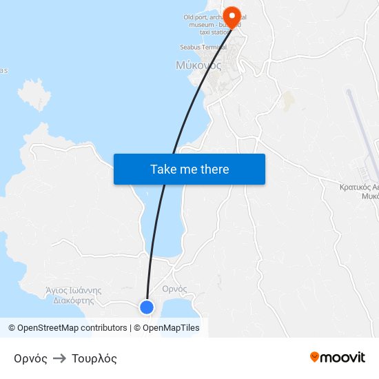 Ορνός to Τουρλός map